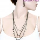 HEMATITE MULTI LINE SPIKE NECKLACE & EARRING SET