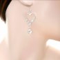 SILVER RHINESTONED HEART EARRING