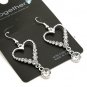 SILVER RHINESTONED HEART EARRING