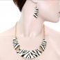 WHITE ZEBRA NECKLACE & EARRING SET
