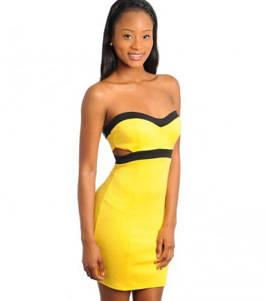 YELLOW BLACK DRESS