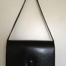 VTG BLACK LEATHER HARDSIDED HANDBAG GREAT CONDITION