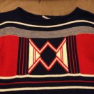 70s Geometric Style Belted Bell Sleeve Dress sz M