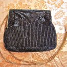 Vintage Magid Black Beaded Handbag EUC
