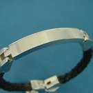 Real leather bracelet, stainless steel plate & lock 078