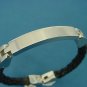 Real leather bracelet, stainless steel plate & lock 078