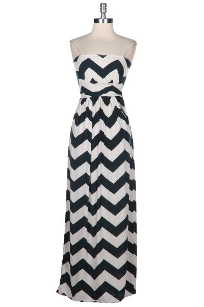 Diagonal Chevron Print Maxi Dress main image 1