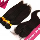 3pcs 12 with a pc 10 Peruvian Virgin Hair With  Lace Top Closure,4PCS Bundle Best Match