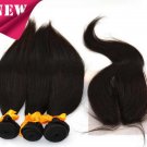 3pcs 20 with a pc 14  5A Peruvian Virgin Hair With  Lace Top Closure,4PCS Bundle Best Match
