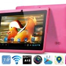 Pink 7"android 4.1 Capacitive 512M 4GB dual Camera HD 1024*600 a13 tablet pc 2013 Xmas present