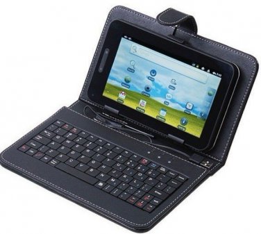 Black Leather Keyboard Case USB 2.0 for all 7 inch Tablet PC with Mini OTG/Micro OTG 2013 Xmas gift