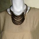 Bronze Gold Iridescent Jewelry Set Necklace & Earrings Set Beaded MULTI STRAND