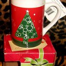 Christmas Tree coffee cup TEA hot cocoa mug with sealed packet of candy inside