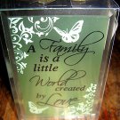 GLASS CANDLEHOLDER WITH ARTWORK, NEW IN GIFT BOX WITH RIBBON & GIFT TAG
