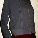 REBOK ZIPPERED SWEATSHIRT, NAVY BLUE, BRAIDED TRIM, VERSATILE COLLAR, SIZE S NEW