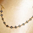 REAL FRESHWATER PEARL BRACELET, IRRIDESCENT DARK PEARLS, GOLD-TONE BEADS, NEW!