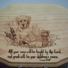 Hand Wood Burned Plaque "Dog and Duck"