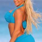 UjENA-F253 Jade Monroe Bikini Blue Halter Top/Banded Short Swimsuit Bathsuit