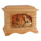 Wood Cremation Urn (Wooden Urns) - Oak Lone Wolf in Desert Ambassador