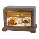 Wood Cremation Urn (Wooden Urns) - Walnut Farm with Truck Hampton