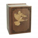 Wood Cremation Urn (Wooden Urns) - Walnut Book with Doves Companion