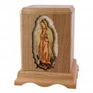 Wood Cremation Urn (Wooden Urns) - Oak Our Lady of Guadalupe
