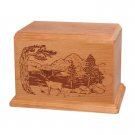 Wood Cremation Urn (Wooden Urns) - Natural Cherry Whitetail Deer
