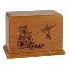 Wood Adult Cremation Urn (Wooden Urns) - Mahogany Hummingbird