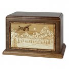 Wood Cremation Urn (Wooden Urns) - Walnut Airplane in Mountains Hampton