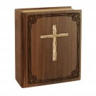 Wood Adult Cremation Urns - Walnut Book with Cross Urn