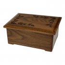 Wood Cremation Urn (Wooden Urns) - Walnut Autumn Leaves
