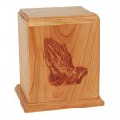 Wood Cremation Urn (Wooden Urns) - Natural Cherry Praying Hands