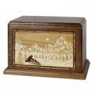 Wood Cremation Urn (Wooden Urns) - Walnut Snowmobile in Mountains Hampton