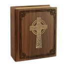 Wood Adult Cremation Urns - Walnut Book with Celtic Cross Urn