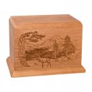 Wood Cremation Urn (Wooden Urns) - Natural Cherry Elk