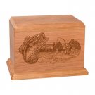 Wood Cremation Urn (Wooden Urns) - Natural Cherry Boat Fishing