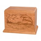 Wood Cremation Urn (Wooden Urns) - Natural Cherry Dolphins