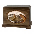 Wood Cremation Urn (Wooden Urns) - Walnut Trout Stream Fishing Hampton