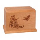 Wood Cremation Urn (Wooden Urns) - Natural Cherry Butterfly