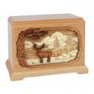 Wood Cremation Urn (Wooden Urns) - Oak Mule Deer Hampton