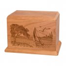 Wood Adult Cremation Urn (Wooden Urns) - Natural Cherry Soft Breezes