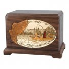Wood Cremation Urn (Wooden Urns) - Walnut Walleye Fishing Boat Hampton