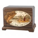 Wood Cremation Urn (Wooden Urns) - Walnut Bass Fishing Boat Hampton