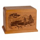 Wood Adult Cremation Urn (Wooden Urns) - Mahogany Elk