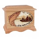 Wood Cremation Urn (Wooden Urns) - Oak Salmon Boat Fishing Ambassador