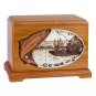 Wood Cremation Urn (Wooden Urns) - Mahogany Salmon Boat Fishing Hampton