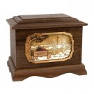 Wood Cremation Urn - Walnut Soulmates by Lakeshore Companion with Cross