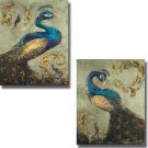 Peacock on Sage by Tiffany Hakimpour Custom 2-pc Stretched Canvas Set (Ready to Hang)