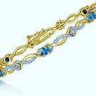 6 CARATS OF TOPAZ AND GENUINE DIAMOND ACCENT FILIGREE BRACELET  IN 18 CARAT GOLD SILVER