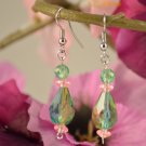 Veronica- Emerald Green Teardrop with Rose Pink Earring Dangles